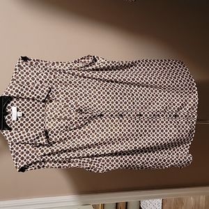 Dress Barn sleeveless dress shirt brown and beige and white size 2X